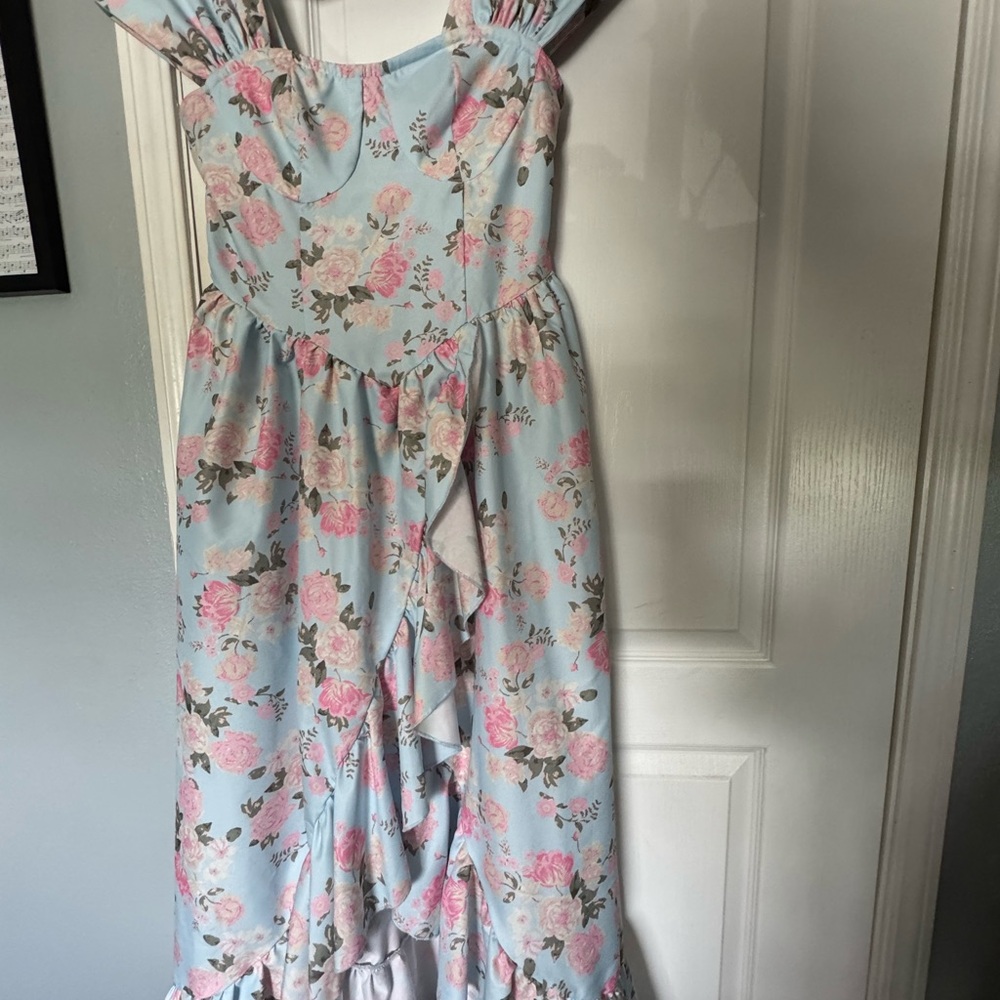SHEIN Blue and Pink Floral Dress